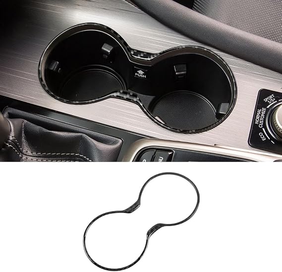 1 Piece Car Interior Carbon Fiber Cup Holder Panel Cover Trim Sticker Compatible with Lexus RX RX350 2016 2017 2018 2019 (Black)