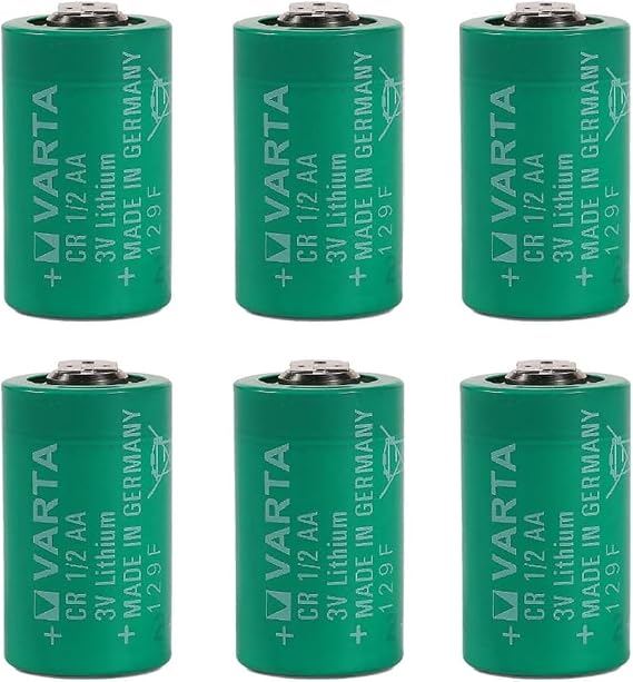 (6 Packs CR 1/2AA 950mAh 3V Lithium Battery for VARTA CR1/2AA Series Cylindrical Lithium Battery