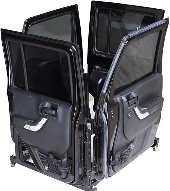 Wrangler Car Door Hanger Storage Rack Removable Cart Door Bracket Sliding Bracket Compatible with 1987-2025 Jeep Wrangler TJ YJ JK JL JLU and Compatible with Jeep Gladiator JT
