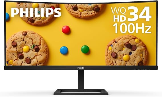 Philips 34 Inch Curved Computer Monitor UWQHD 100Hz USB-C PD VA, 346E2CUAE