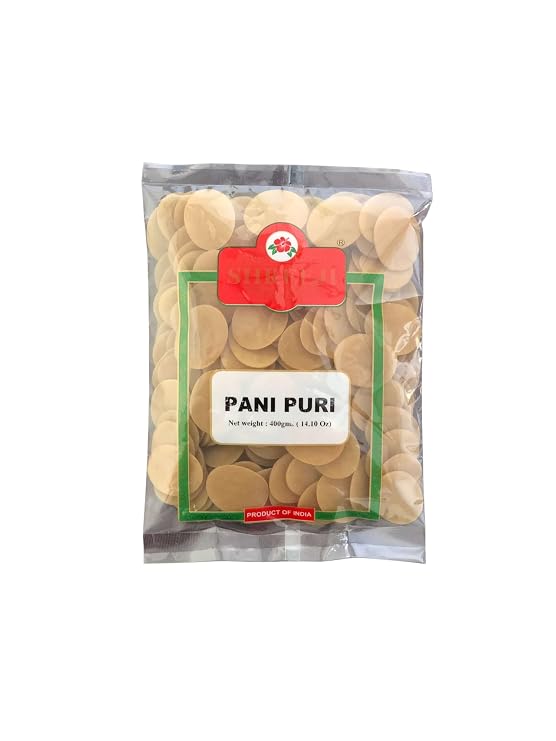 Pani Puri 400g/ 14.10 Oz | Ready to Fry | Flat Pani Puri Coins | Gol Gappa Coins| Crispy Pani Puri Shells|
