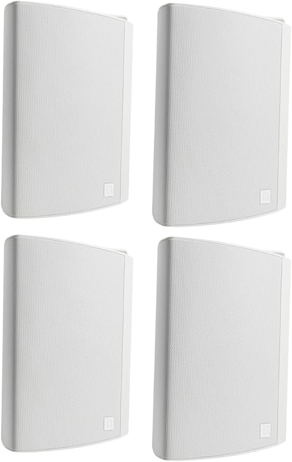 Definitive Technology Dymension AW-550 All-Weather Outdoor Speaker Bundle (White, 2 Pairs) 5.25" Woofer, 1 Tweeter & Passive Bass Radiator, Two-Way Surface Mount, IP66 Rated