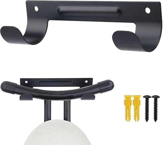 CALIDAKA Ironing Board Hanger, Wall Mount Ironing Board Holder with Screws, Ironing Boards Storage Organizer Wall Bracket Ironing Board Hook for Y-Leg or T-Leg Ironing Boards Towels