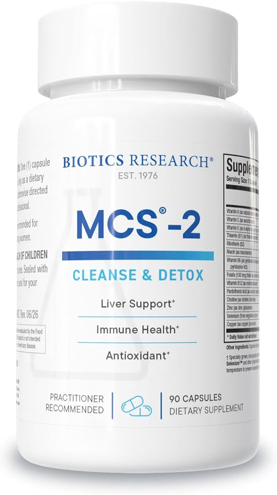 BIOTICS RESEARCH MCS-2 Metabolic Clearing Support, Liver Health, Potent Antioxidant Formula, Milk Thistle, Red Clover, 90 Capsules