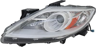 HEADLIGHTSDEPOT Left Driver Side Halogen Headlight Compatible With Mazda CX-9 2010-2012 CAPA Certified