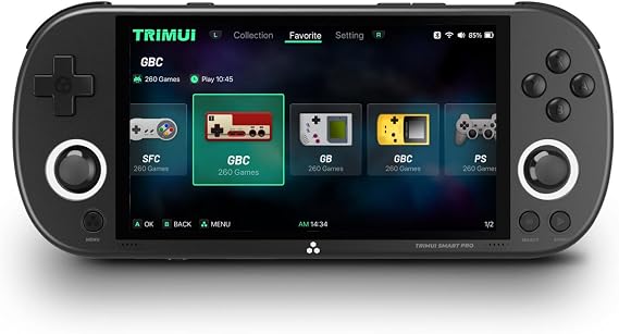TRIMUI Smart Pro Open Source Handheld, Retro Arcade, HD 4.96 inch, 128G 15000+ Games,IPS Screen Handheld Linux System, SD Card Support WiFi Multiplayer Online Play (Black)