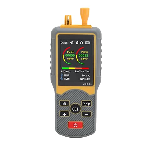 LICAEVEY Dust Particle Counter, Handheld Air Quality Detector with 5 Channel Counting Weighing Mode, PM2.5 PM10 0.3um 2.5um 10um Particle Counting for Industrial Factory Workshop, Data