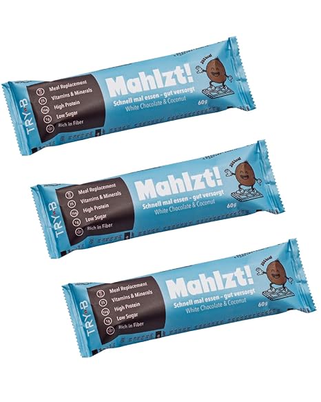 TRY-B Protein Bar - 3 x Meal Replacement Bars with 25 Vitamins & Minerals - Low Sugar Snack Fasting Compliant & Keto Bar - Protein Bar in White Chocolate Coconut