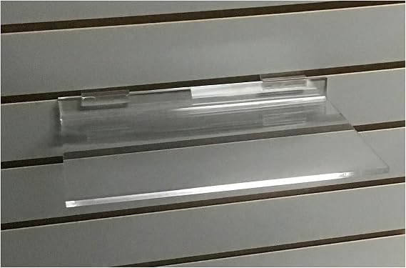 Clear Acrylic Slatwall Shelves 12 Inches Wide x 8 Inches Deep Set of 2 for Retail Display or Home Use