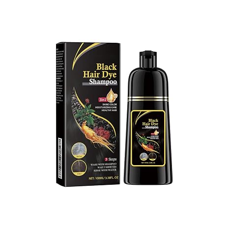 Hair Dye Shampoo - Black Jet Black Colouring for Radiant Hair Hair Dye Shampoo Gentle Cleansing Long Lasting Colour That Does Not Fade Easy to Use at Home in Minutes