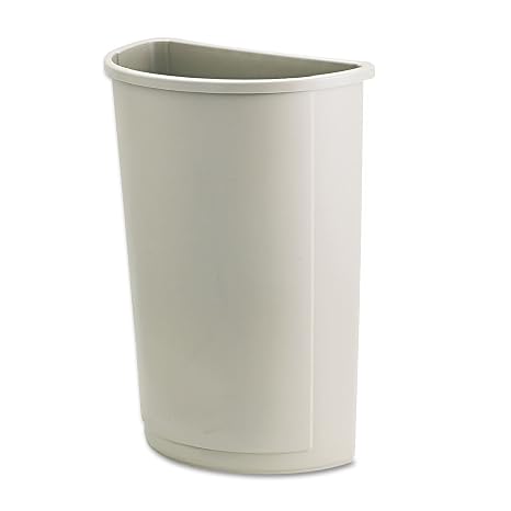 Rubbermaid Commercial 352000BG Untouchable Trash Can, Half-Round, Plastic, 21 Gallon, 21w x 11d x 28h, Beige