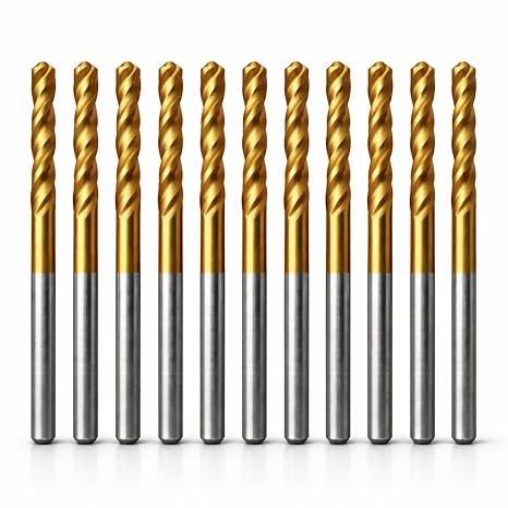 Woodline Titanium 1/16" Drill Bit, M2 High-Speed Steel, 135 Tip, Round Shank, 1/16", 10 Pack