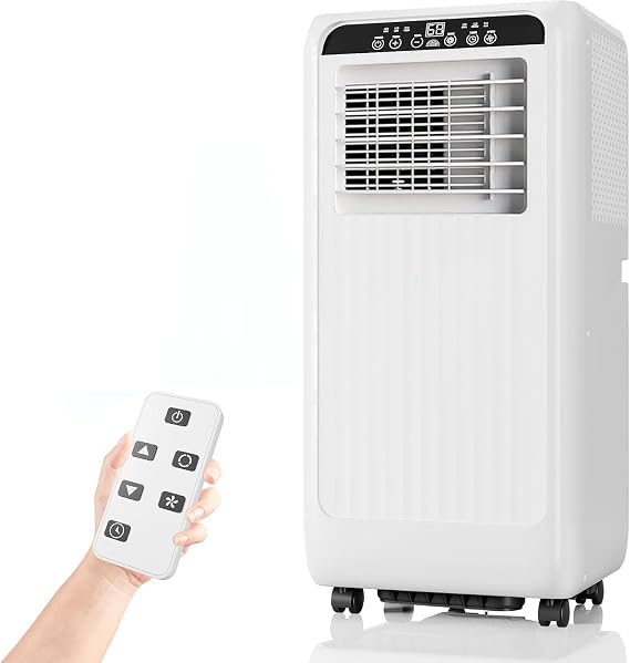 GarveeHome Portable Air Conditioners 8000 BTU, Energy Saving Air Conditioner with 3 Modes, Remote Control, and Quiet Operation, Perfect for Small Rooms, Apartments, and Dorms, Black