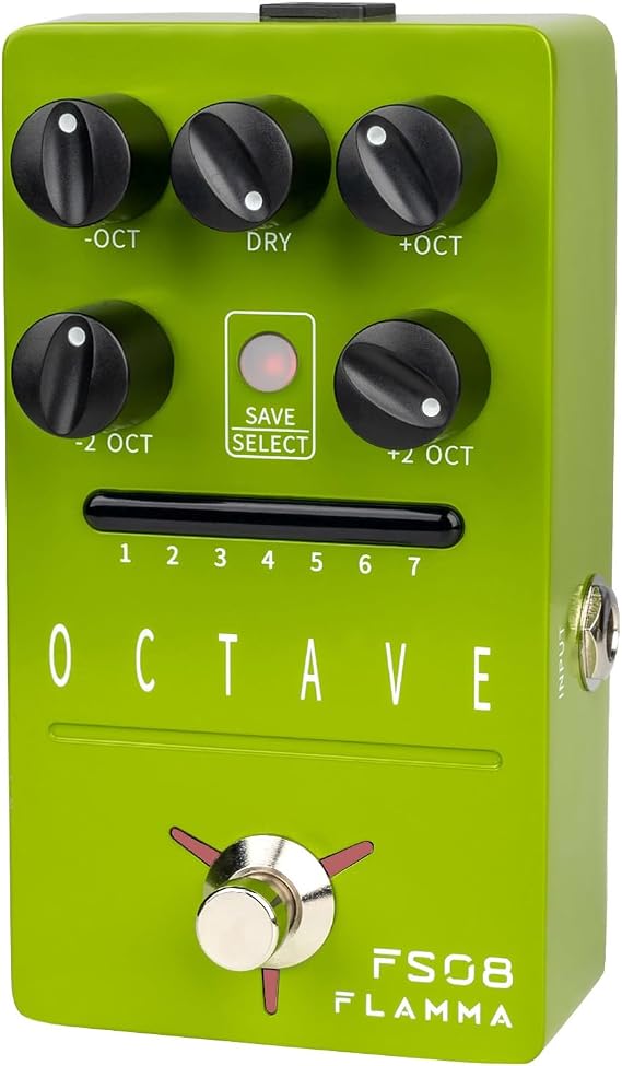 FLAMMA FS08 Octave Pedal Electric Guitar Polyphonic Octave Effects Pedal Dry Signal Control 7 Presets Slots