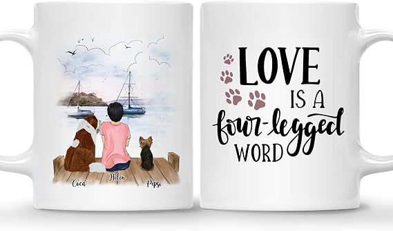 Gossby Personalized Dog Mug for 2 Dogs - Custom Pet Lover Gift