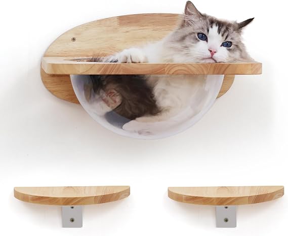 FUKUMARU Cat Wall Furniture Set, Transparent Capsule with 2 PCS Pedals
