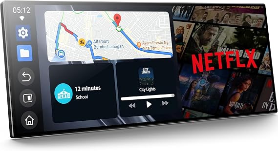 Volam 11'' Wireless Carplay Screen for Car Built-in Net-Flix YouTube Apps, Portable Touchscreen Car Stereo with Android Auto, Backup Camera, OTA Updates, Bluetooth, Voice Control, GPS Navigation,FM