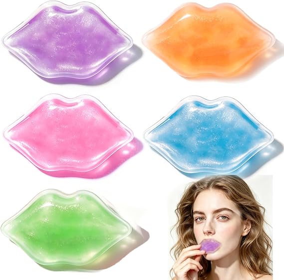 Lip Ice Pack for Cosmetic, Cold Use for Lip Keep Lipstick from Fading, Heat Use for Makeup Remover, Gift for Girl Woman. Hot and Cold Pack Use for Small Swelling and Bleeding Wounds