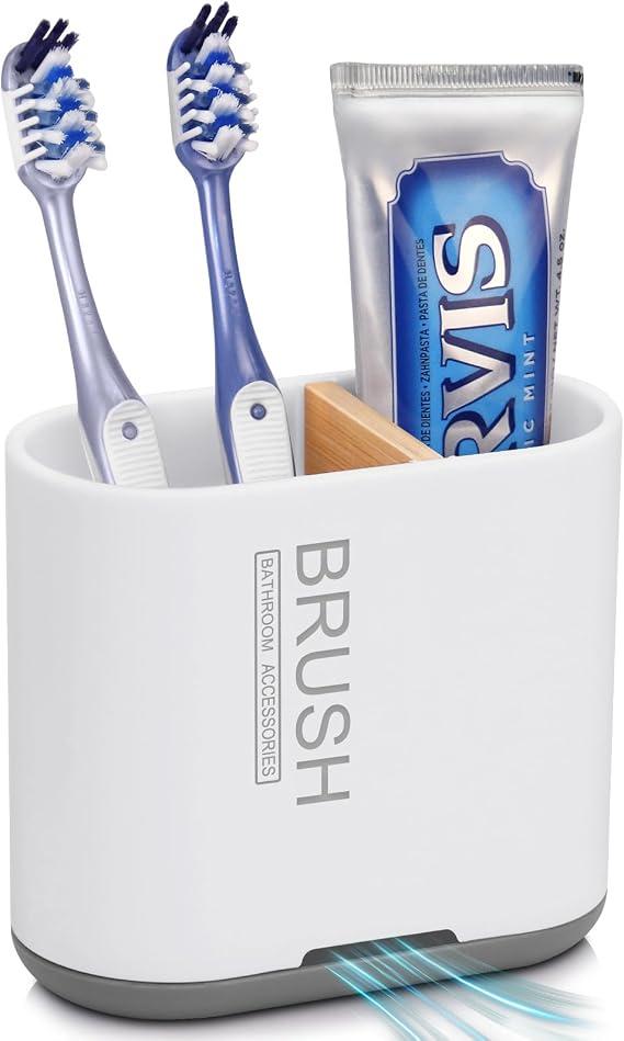 PARKMANI Electric Toothbrush Holders for Bathrooms, Toothbrush and Toothpaste Holder, Detachable Bathroom Toothbrush Caddy With Drainage for Family, Kids (White, Medium)