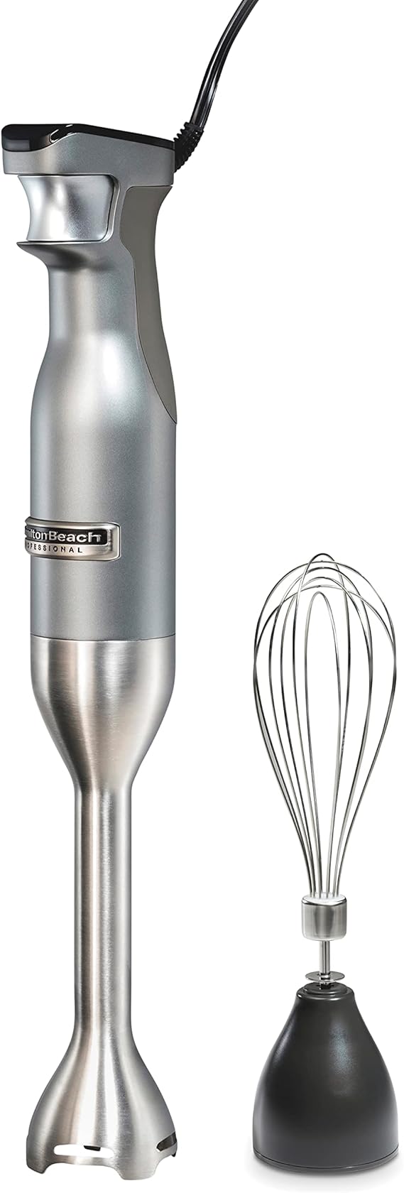 Hamilton Beach Professional Electric Hand Immersion Blender with Variable Speed + LED Screen, 300 Watts of Peak Power, Stainless Steel Whisk and Blade, Silver (59750)