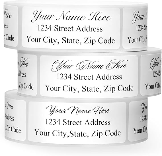Address Labels Personalized Return Address Labels Personalized 2.5" x 0.75" | Custom Mailing Label for Envelopes Self Adhesive Return Stickers Roll, White, (10-1000)