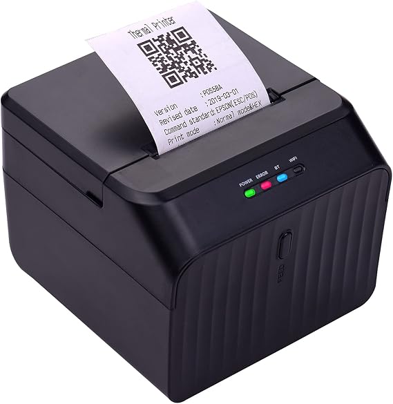 Desktop 58mm Thermal Receipt Barcode Printer with USB Connection 2 Rolls Paper Inside Support ESC POS Command Compatible Windows Android IOS for Supermarket Store Restaurant