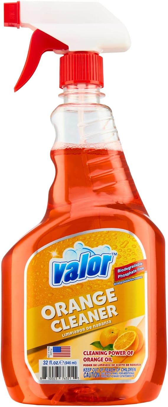 Valor All-Purpose Cleaner with Trigger Sprayer, 32 fl oz Powerful Degreaser, Multi-Surface Use, Biodegradable Formula, Made in USA (32 Fl Oz (Pack of 1))
