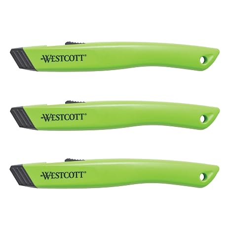 Westcott Box Cutter Safety Ceramic Utility Knife, 3-Pack