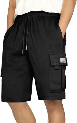Mens Shorts Cargo Work Outdoors Summer Shorts Elastic Waist Drawstring Classic with Multi Pockets Solid Half Pants