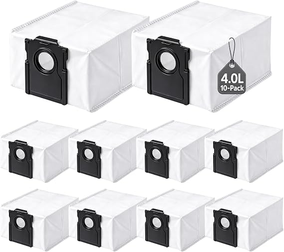 10-Pack 4L Dust Bags Compatible with Dreame D10 Plus Gen 2, D20 Air Plus, L10s Plus and GoVac 200 Robot Vacuums, Disposable Replacement Vacuum Bags