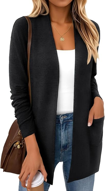 LILLUSORY Womens Lightweight Open Front Long Cardigan Layer Fall Clothes