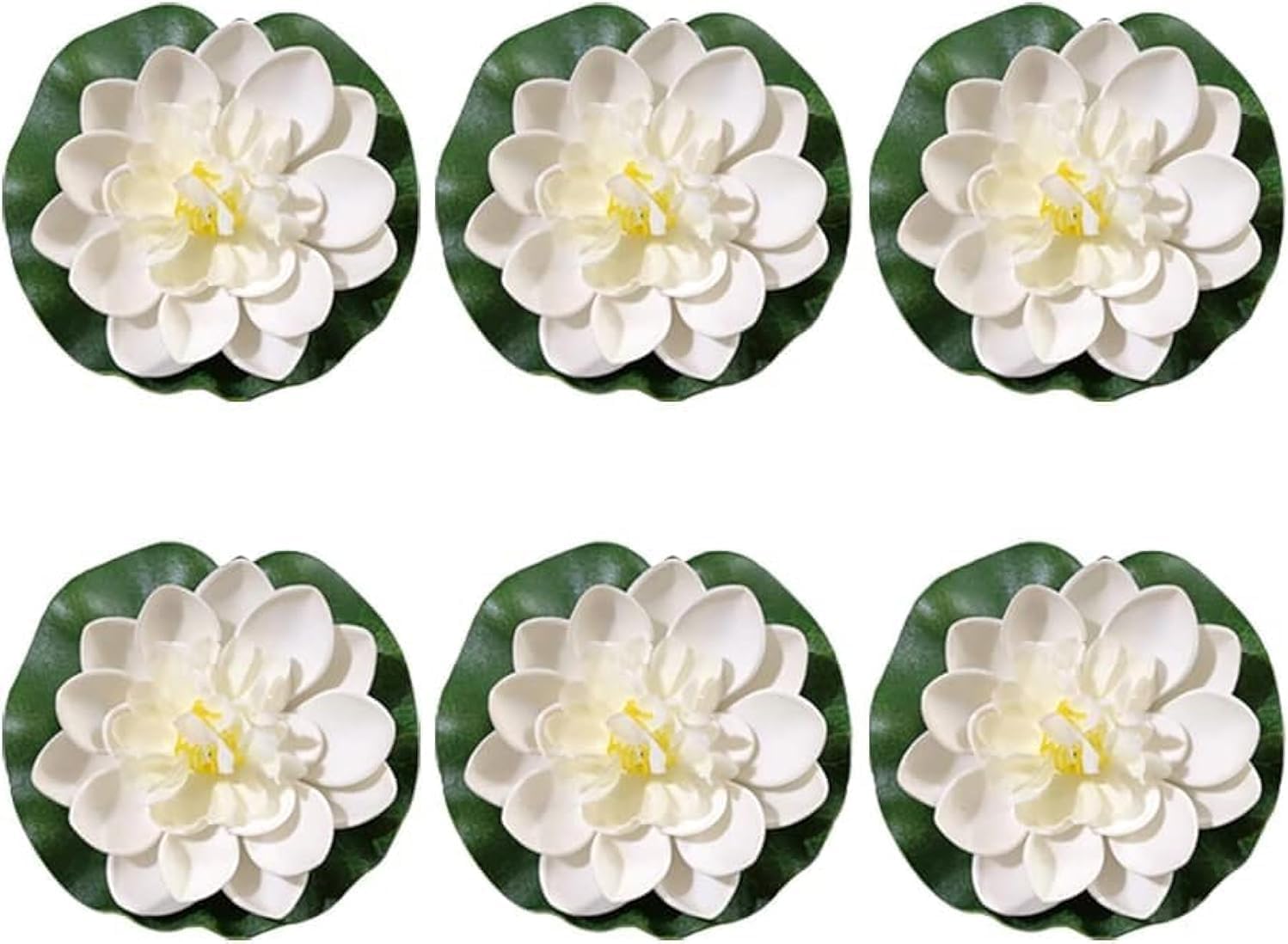 6 Pcs White Artificial Lotus Flowers Large Floating Lotus Faux Water Lily Fish Pond Artificial Plants with Artificial Lily Pads, Artificial Plants and Flowers, Decorations