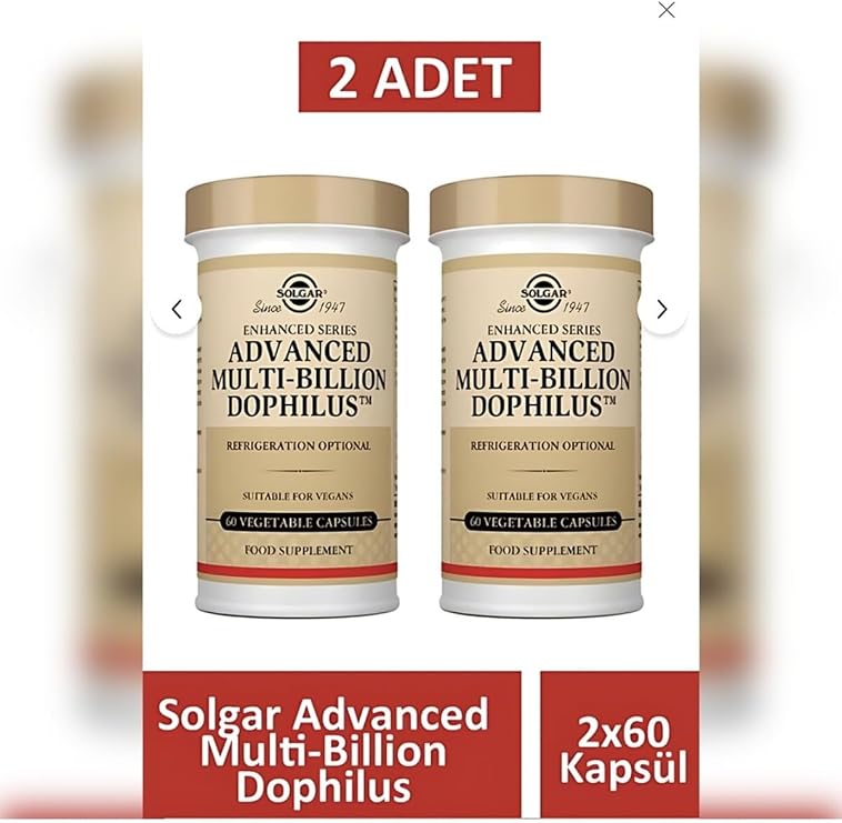 Solgar Advanced Multi-Billion Dophilus, 60 Vegetable Capsule, Set of 2