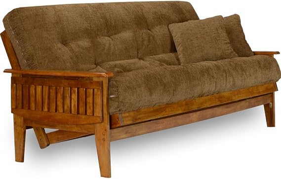 Nirvana Eastridge Queen Futon Set Bundle with 8-Inch Mattress and Cover, Oxford Bronze