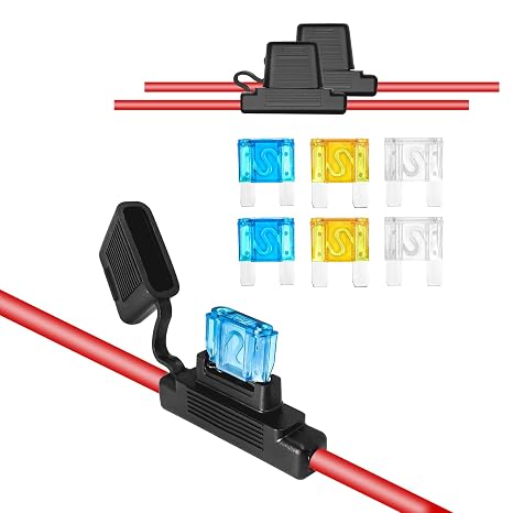 Recoil FHM62 2 Pack Waterproof Maxi Inline Fuse-Holder with 6AWG OFC Wire | with 2 x 40A, 2 x 60A & 2 x 80A Maxi Fuses
