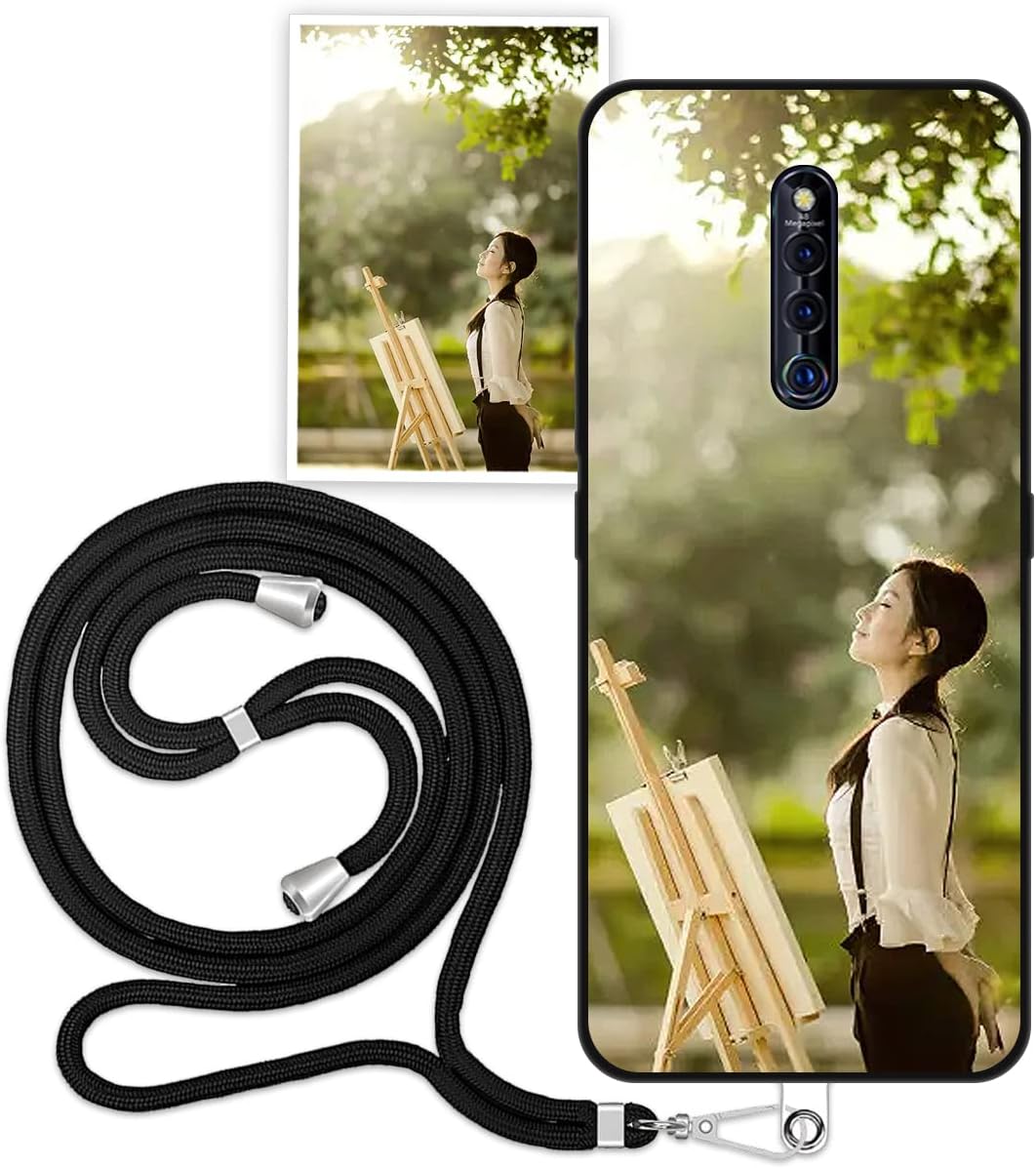 Sunrive Personalised Custom Case compatible with Vivo X27 Pro, Soft TPU matte Shock Absorbing Customised Cover with your own photo, image, Picture, or text+1 x universal Phone Strap black