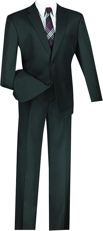 VINCI 2 Button Single Breasted Classic Fit Gabardine Suit 2AA-Black-48S