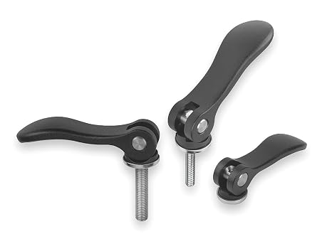 Kipp 04232-101106X30 Cam Levers with M6 External Thread, Metric, Steel Surface Finish, 30 mm Screw Length, Size 1