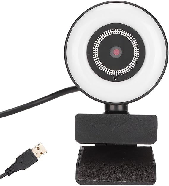 HD 1080P Computer Camera with Supplementary Lighting, USB Home Webcam, Flexible Rotate 360° Desktop Live Camera for Streaming and Video Calls on Win10 Android iOS