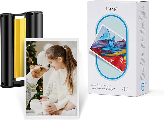Liene Amber M100/M200/M110/M210 4x6'' Photo Printer 40 Sheets Photo Paper & 1 Cartridge Refill Only for DHP512/DHP513/DHP514/DHP515