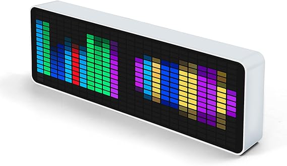 Gugxiom LED Audio Spectrum Analyzer Display, 12h/24h Clock, RGB 1624 Segment Rhythm Music Spectrum, with 20 Dynamic, for Car, Home