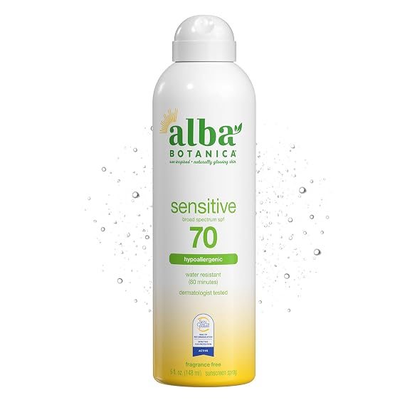 Alba Botanica Sensitive Sunscreen Spray SPF 70, 5 Oz