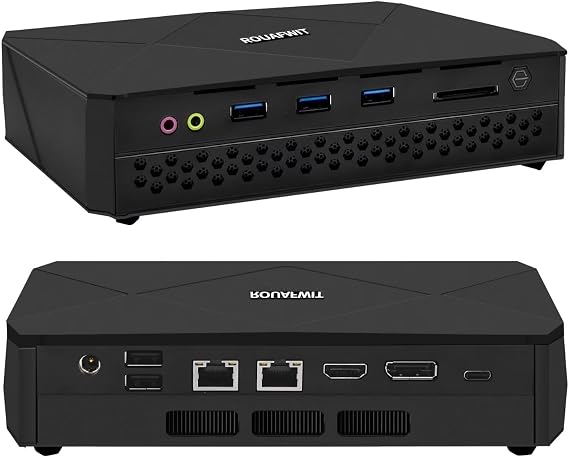 Mini PC Office Ryzen 7 7840HS, DDR5 SODIMM x2, 2xNVMe, 2 x RJ45 LAN, 4K Triple Display, WiFi6, NO RAM NO SSD, Ultra-Slim Silent Compact Desktop for Office/Gaming/Design