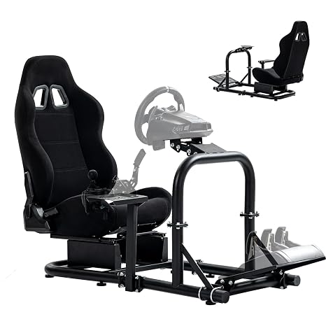 Anman Flight Racing Simulator Cockpit Upgrade Pro Fit for Logitech G29 G920,for Thrustmaster T300RS TX F458,for PS5 Race Car Seat Game Accessories Driving Simulator Cockpit Steering Wheel Handbrake