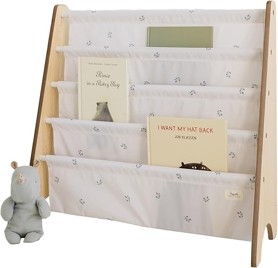 3 Sprouts Recycled Kids Bookshelf, Holds 35 Books, 4-Tier, Blueberry Ivory
