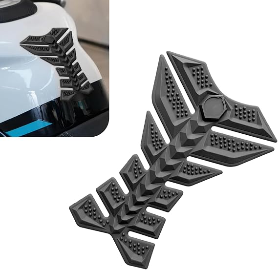 Motorcycle Tank Pad, Fishbone 3D Motorcycle Tank Protector, Waterproof Scratch-resistant Gas Decals, Universal Modifications Accessories (Black)
