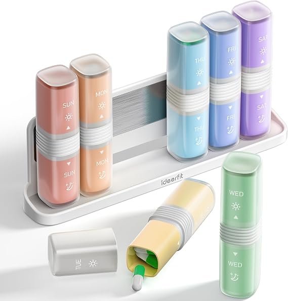 Magnetic Pill Organizer 2 Times a Day, Large Removable Cases