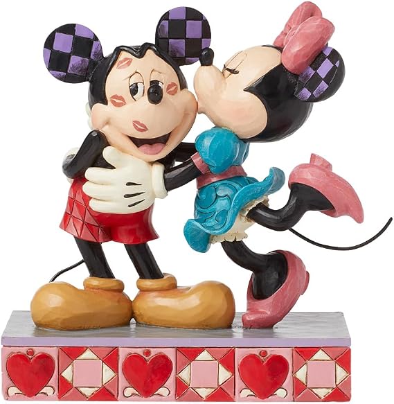 Enesco Disney Traditions by Jim Shore Mickey and Minnie Mouse Love and Kisses Figurine, 5.88 Inch, Multicolor