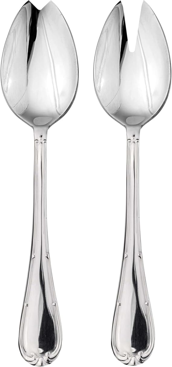 Mepra Raffaello Salad Server Set Stainless Steel Finish, Dishwasher Safe Cutlery for Fine Dining