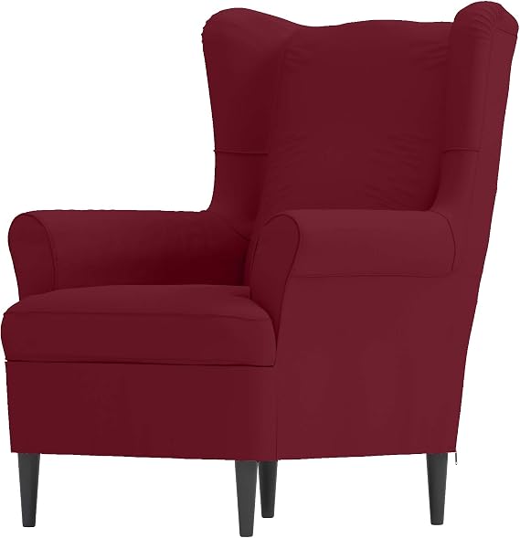 The Cotton STRANDMON Wing Chair Cover Replacement is Made Compatible for IKEA STRANDMON Armchair Wing Chair Slipcover (Red)